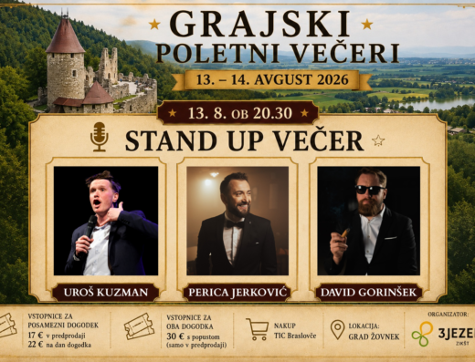 Grajski poletni večeri na Gradu Žovnek: STAND UP VEČER (Kuzman & Jerković & Gorinšek)
